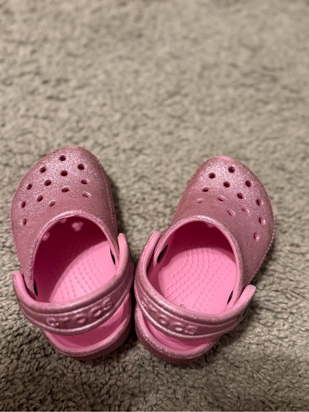 Crocs Kids Pink Glitter Clog Shoes